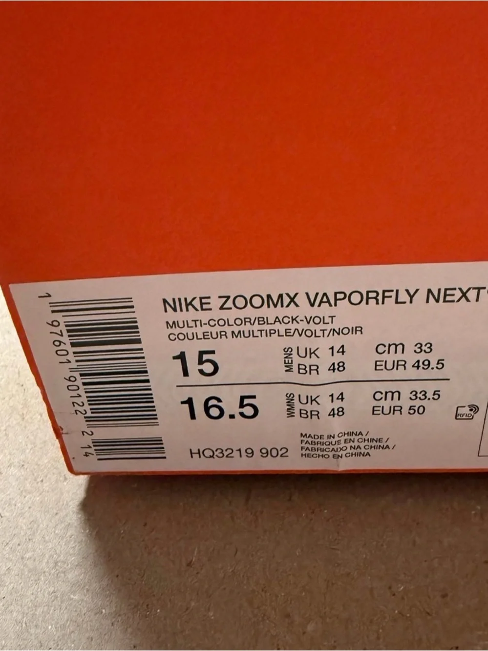Nike ZoomX VaporFly Next% 3 Multi-Color Mens size 15 Running Shoes NEW!